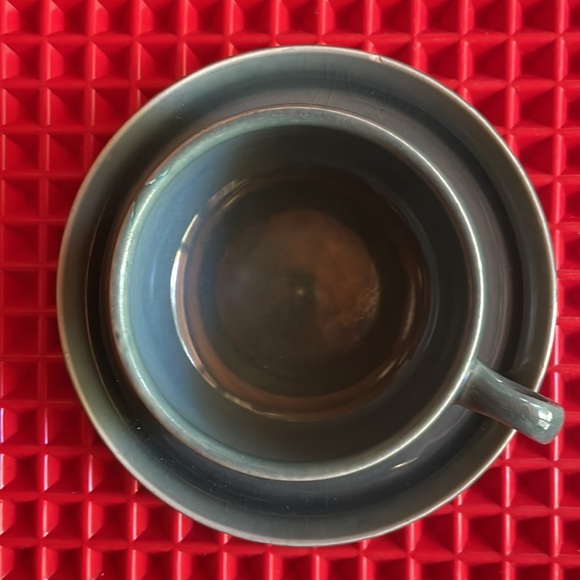 RUSSEL WRIGHT by STEUBENVILLE BY ANTIQUE BLUE-GREEN TEACUP AND SAUCER - Picture 6 of 13